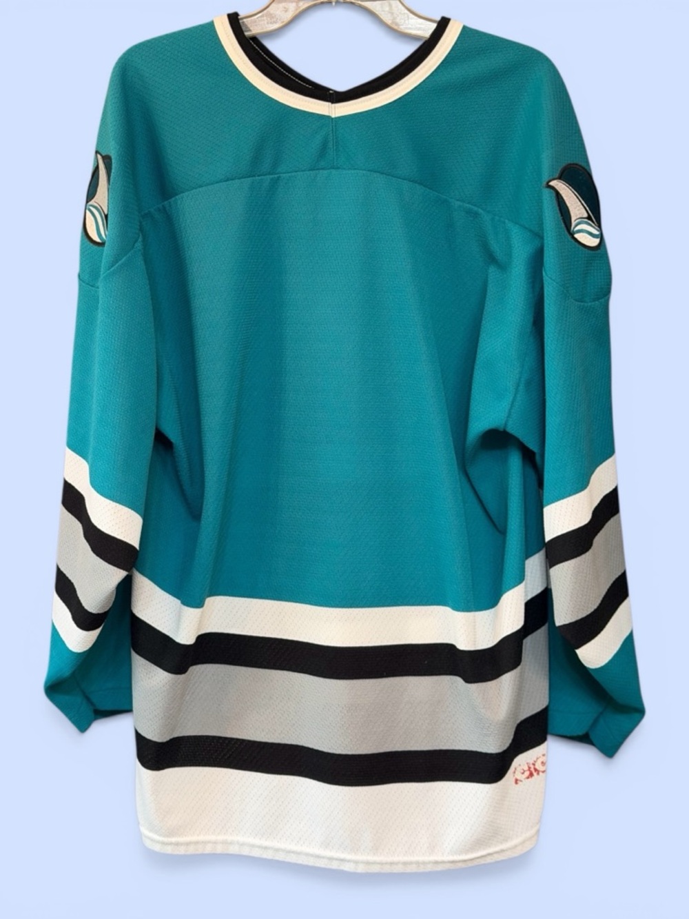 NHL Jersey San Jose Sharks CCM Maska Teal Black White Sz XXL Hockey Jersey VTG - Picture 2 of 11